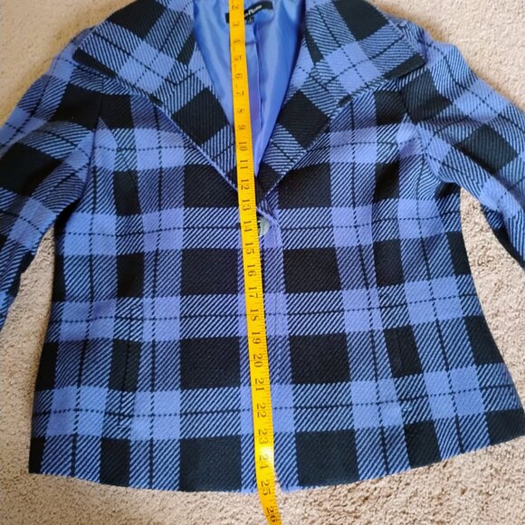Evan-Picone Black Purple Checkered Blazer Size 8 - Picture 5 of 10